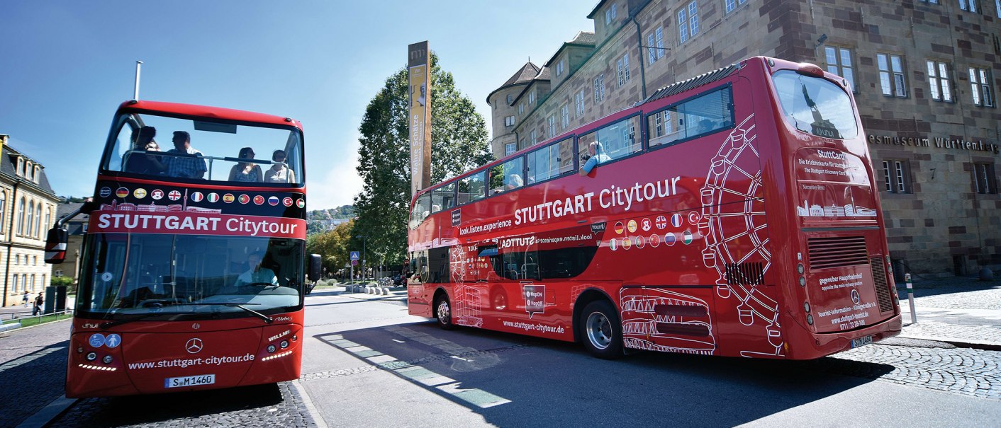 Hop-On/ Hop-Off Busse der Stuttgart Citytour, © Stuttgart-Marketing GmbH, Pierre Polak