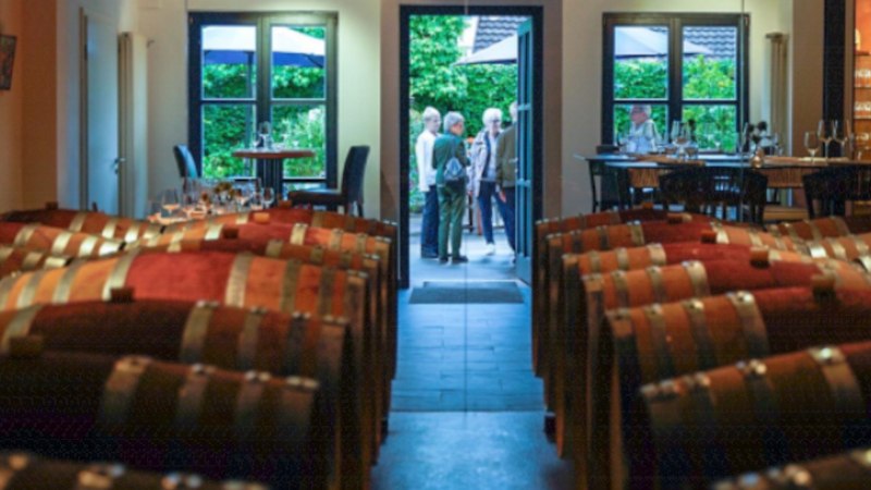 Barrique barrels in the vinotheque, © Weingut Wöhrwag