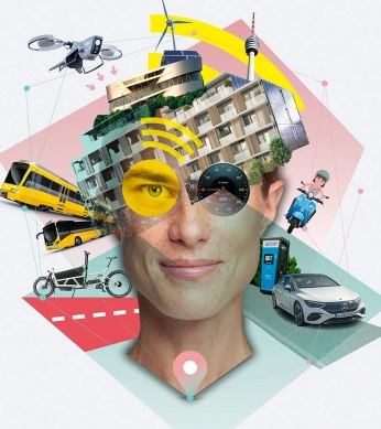 Mercedes-Benz Museum. Sonderausstellung DER MOBILE MENSCH – DEINE WEGE. DEINE ENTSCHEIDUNGEN. DEINE ZUKUNFT. 15. September 2023 bis 17. November 2024. Key Visual., © Mercedes-Benz Museum