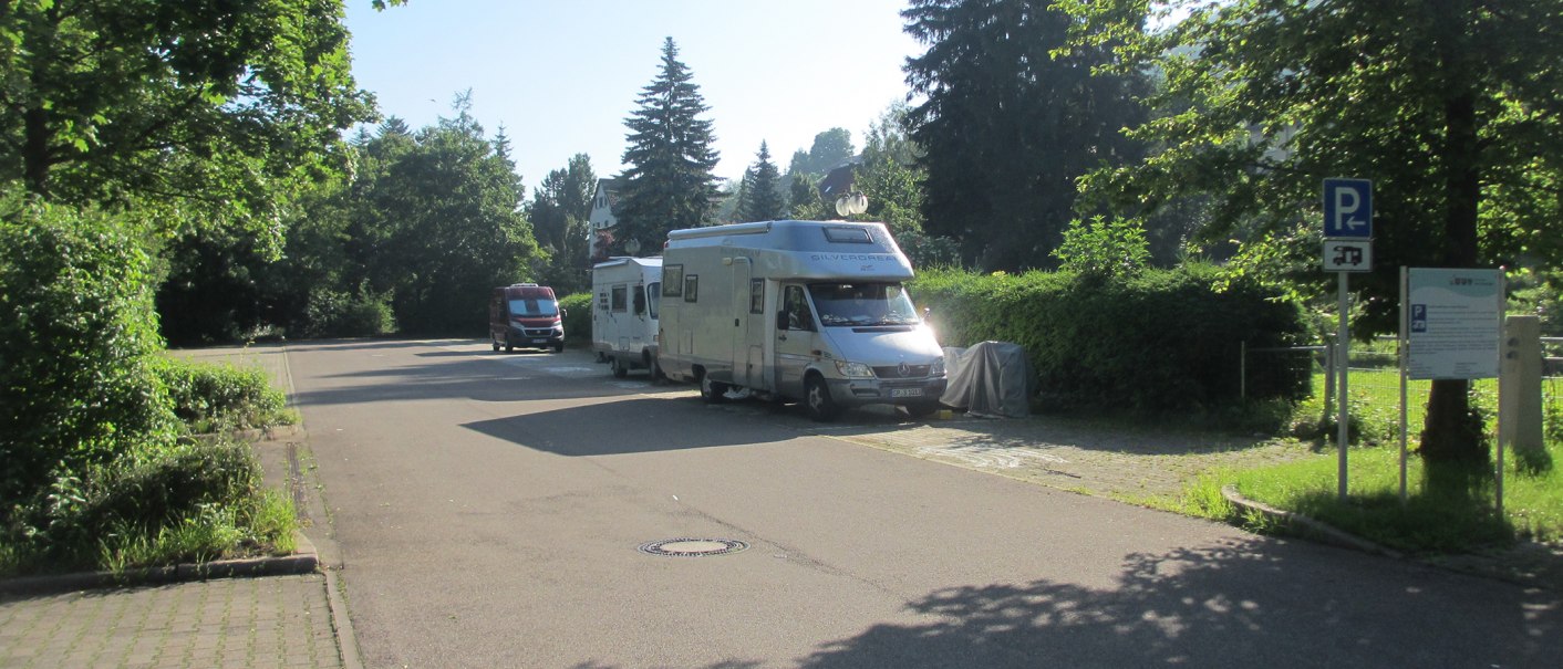 Wohnmobilstellplatz mit HBV Banner, © Archiv Gemeinde Bad Überkingen