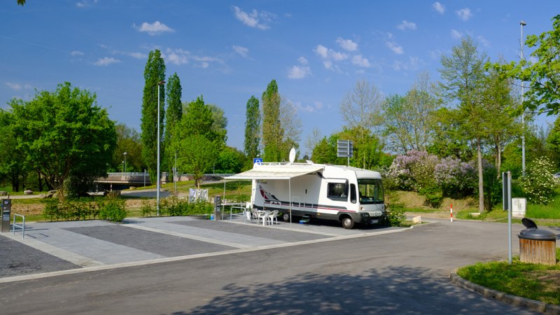 Waiblingen motorhome site, anchorage in the floodplain, © WTM GmbH Waiblingen