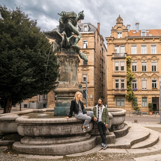 Reinsburgstraße und Gänsepeterbrunnen, © Stuttgart-Marketing GmbH, Sarah Schmid