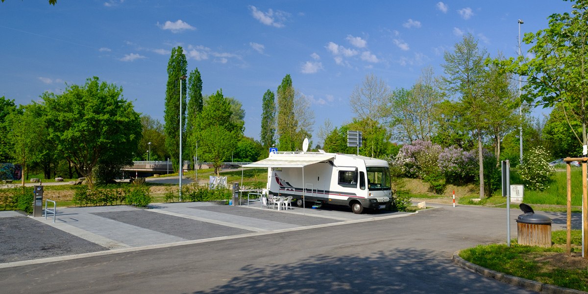 Waiblingen motorhome site, anchorage in the floodplain, © WTM GmbH Waiblingen