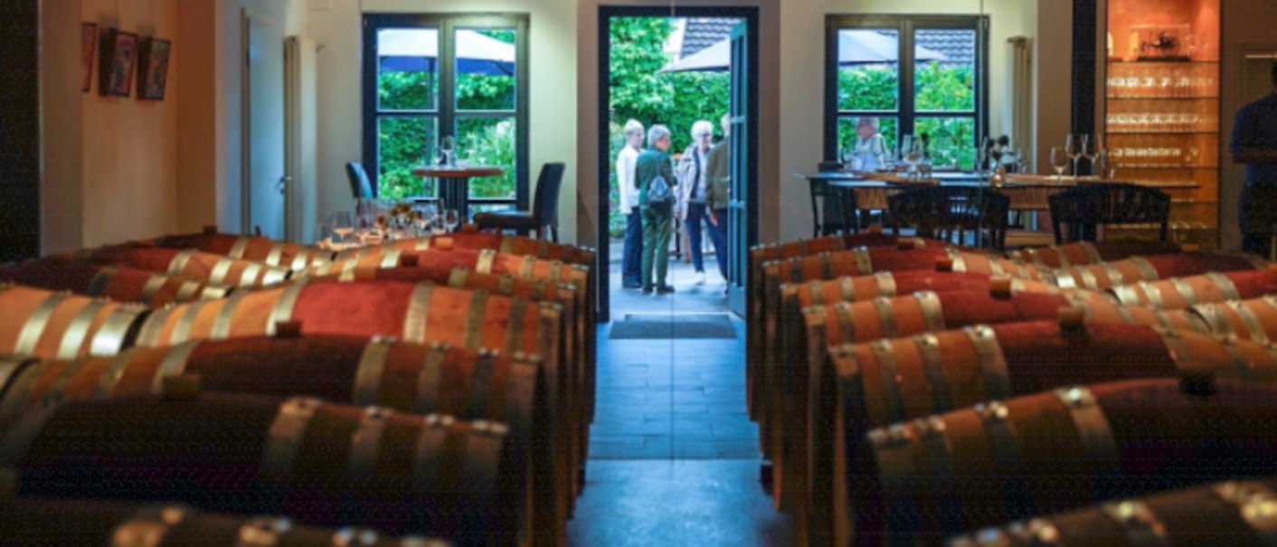 Barrique barrels in the vinotheque, © Weingut Wöhrwag